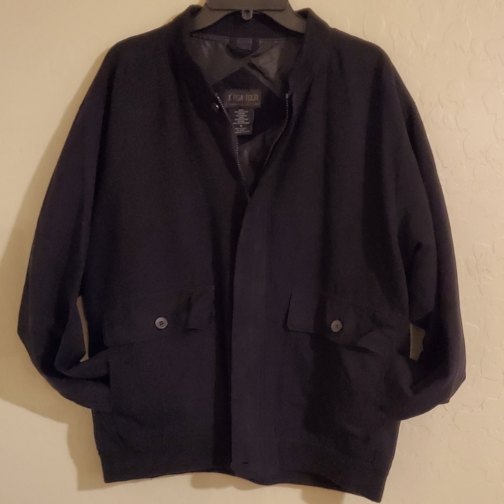 PGA Tour Men's Golf Black Jacket Zipper Windbreaker Medium